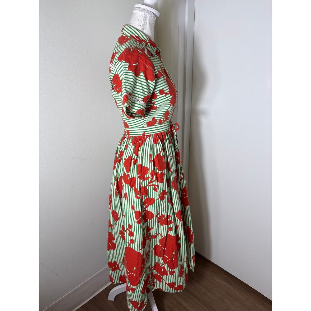 Hunter Bell Green Stripe Short Sleeve Cotton Maxi Dress Sz XS - Picture 3 of 5